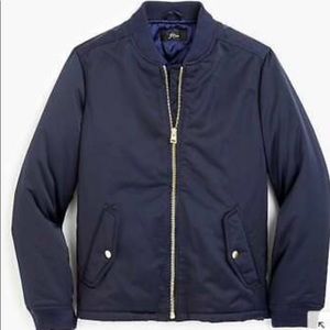 J. Crew Small Navy Blue Bomber Jacket w/ Gold Zips